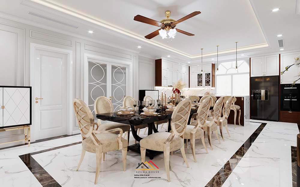 Thiết kế nội thất nhà ống tân cổ điển sang trọng thượng lưu