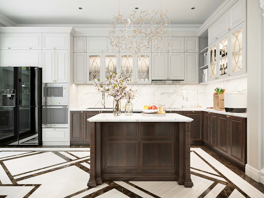 Thiết kế nội thất nhà ống tân cổ điển sang trọng thượng lưu