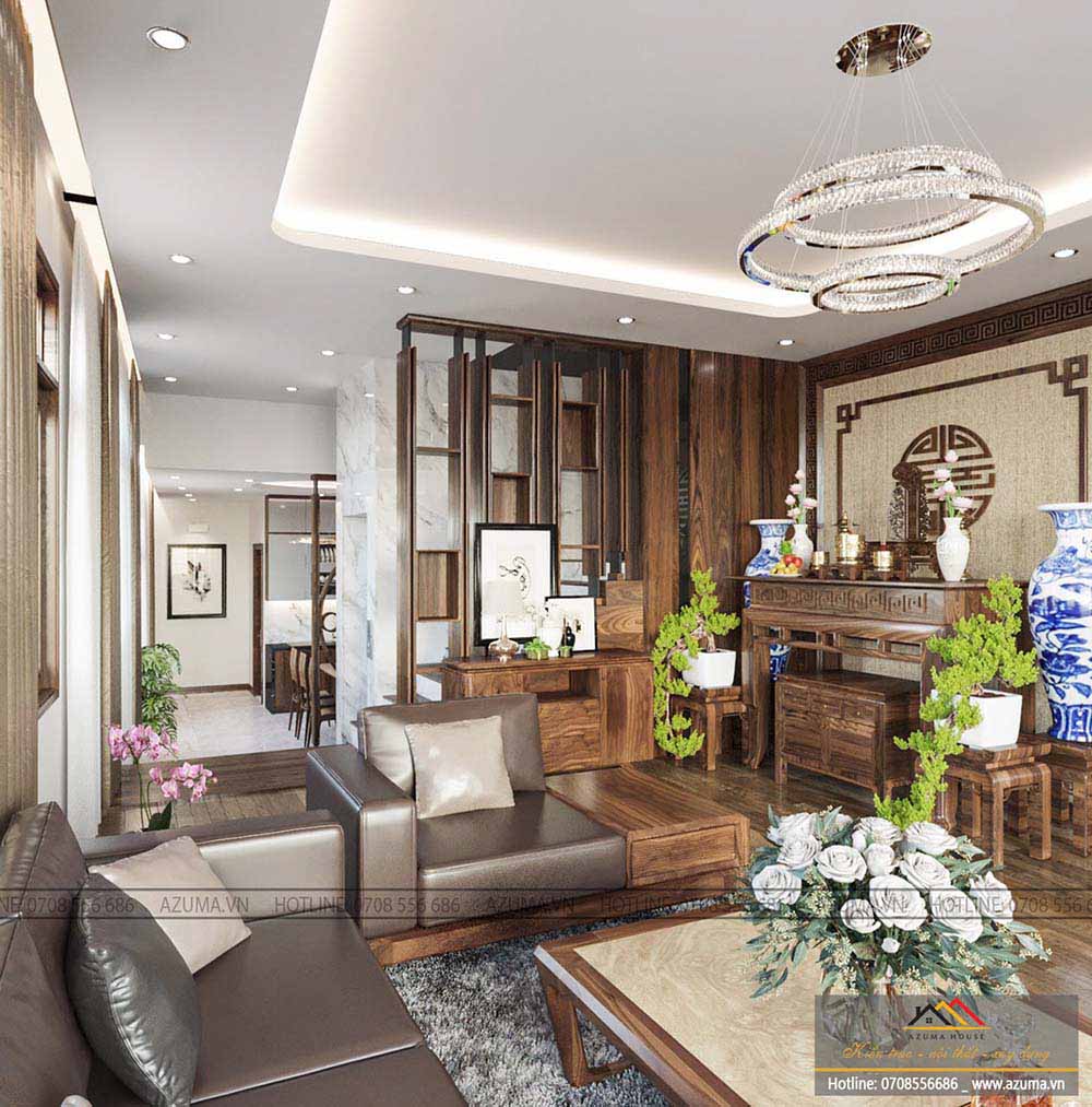 Thiết kế nội thất nhà lệch tầng sang trọng hợp phong thủy