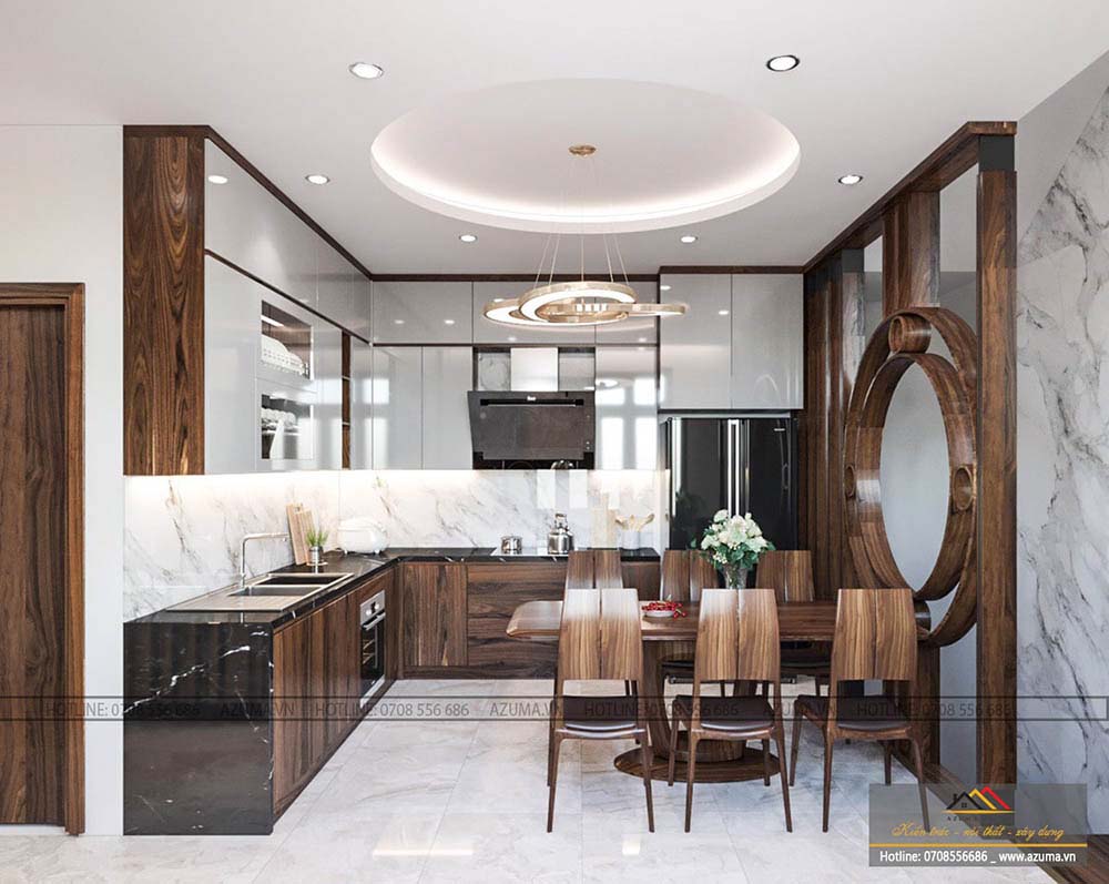 Thiết kế nội thất nhà lệch tầng sang trọng hợp phong thủy