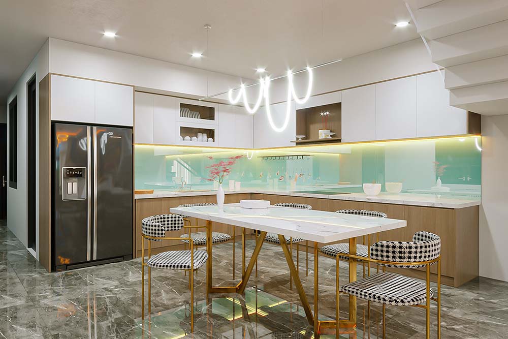 Thiết kế nội thất nhà lệch tầng sang trọng hợp phong thủy